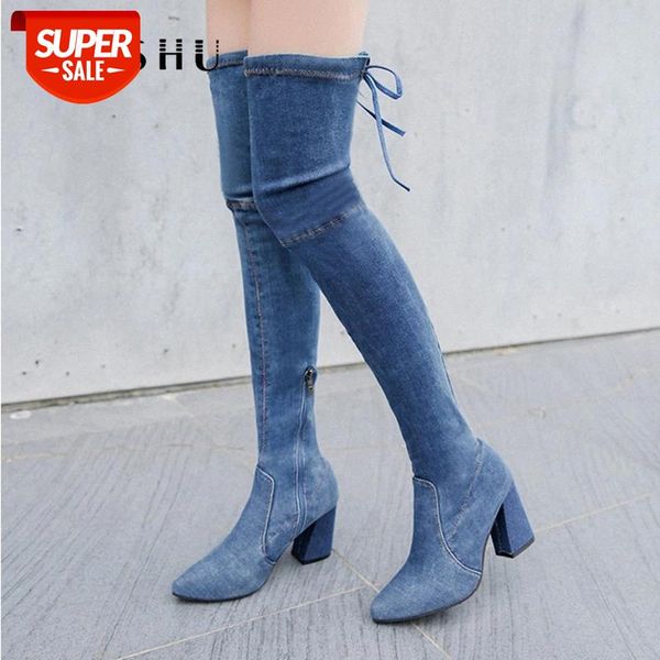 women jean boots high heel denim over the knee boots pointed toe lace-up fashion side zipper women shoes botas mujer 2020 #x67q, Black
women jean boots high heel denim over the knee boots pointed toe lace-up fashion side zipper women shoes botas mujer 2020 #x67q, Black