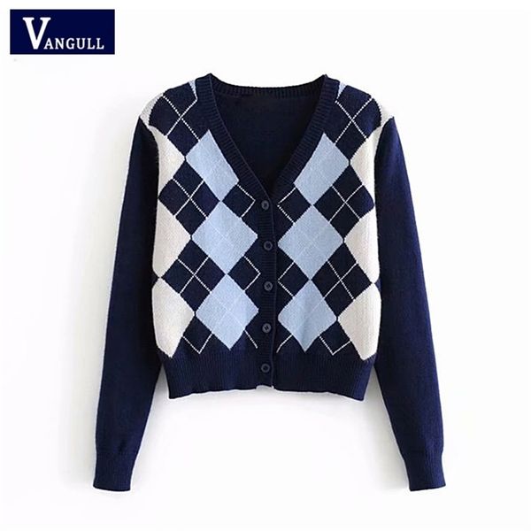 vangull vintage geometric rhombic women sweater plaid knitting cardigan autumn long sleeve outerwear england style argyle y200910, White;black
vangull vintage geometric rhombic women sweater plaid knitting cardigan autumn long sleeve outerwear england style argyle y200910, White;black