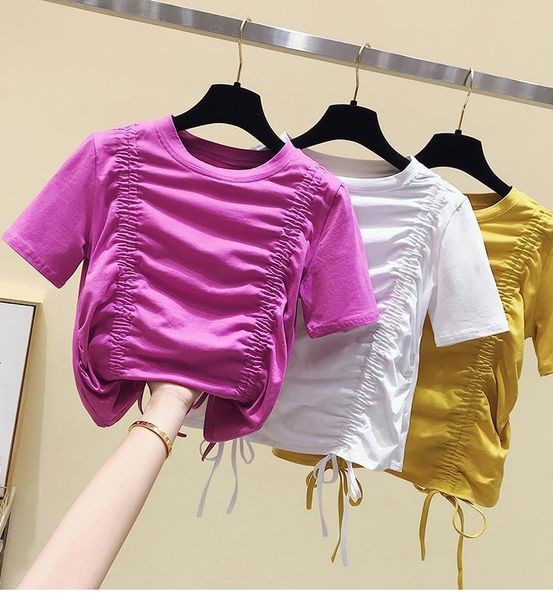 make short sleeve t-shirt new female ins chao xia han edition web celebrity draw string design feeling drape jacket, White
make short sleeve t-shirt new female ins chao xia han edition web celebrity draw string design feeling drape jacket, White