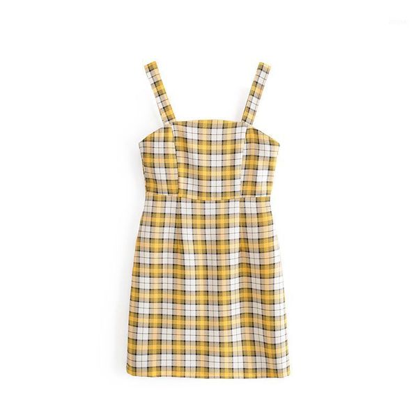 western style women's dress 2019 summer new style college versatile plaid strapped dress1, White;black
western style women's dress 2019 summer new style college versatile plaid strapped dress1, White;black