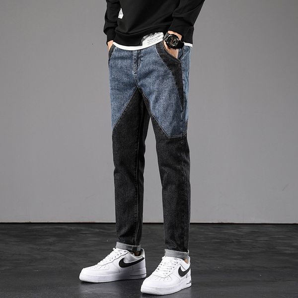 2021 new fashion streetwear men jeans elastic spliced designer casual cotton denim trousers korean style vintage patchwork slim fit pants kg, Blue
2021 new fashion streetwear men jeans elastic spliced designer casual cotton denim trousers korean style vintage patchwork slim fit pants kg, Blue