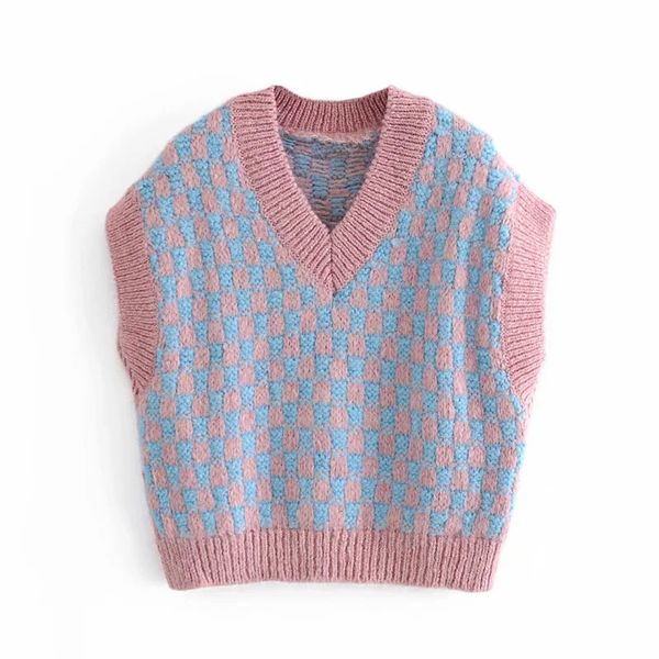 2021 pink knitting woman winter plaid v neck sleeveless cropped sweater vest female new year cute 3nct, White;black
2021 pink knitting woman winter plaid v neck sleeveless cropped sweater vest female new year cute 3nct, White;black