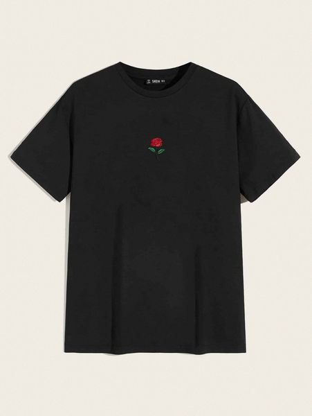 men embroidered rose tee x42g#, White;black
men embroidered rose tee x42g#, White;black