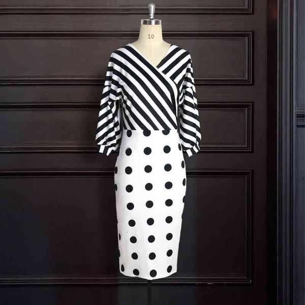 Casual Dresses Women Elegant Dress Striped Patchwork Polka Dot Three Quater Lantern Sleeve Office Lady Fashion Classy Modest Vestidos Y69R, Black;gray
Casual Dresses Women Elegant Dress Striped Patchwork Polka Dot Three Quater Lantern Sleeve Office Lady Fashion Classy Modest Vestidos Y69R, Black;gray