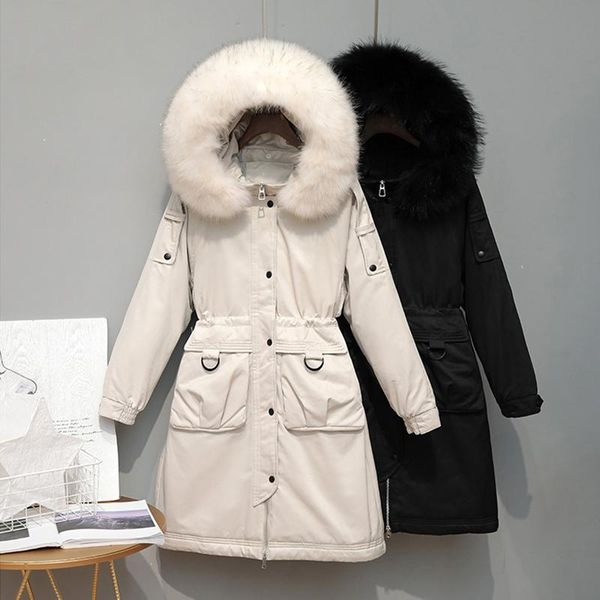 large raccoon fur collar down coat winter jacket 90% white duck down hooded warm parkas detachable lining overcoat, Black
large raccoon fur collar down coat winter jacket 90% white duck down hooded warm parkas detachable lining overcoat, Black