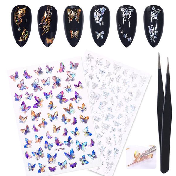stickers & decals 2pcs holographics 3d laser silver gold butterfly nail with tweezer set diy slider for art decoration, Black
stickers & decals 2pcs holographics 3d laser silver gold butterfly nail with tweezer set diy slider for art decoration, Black