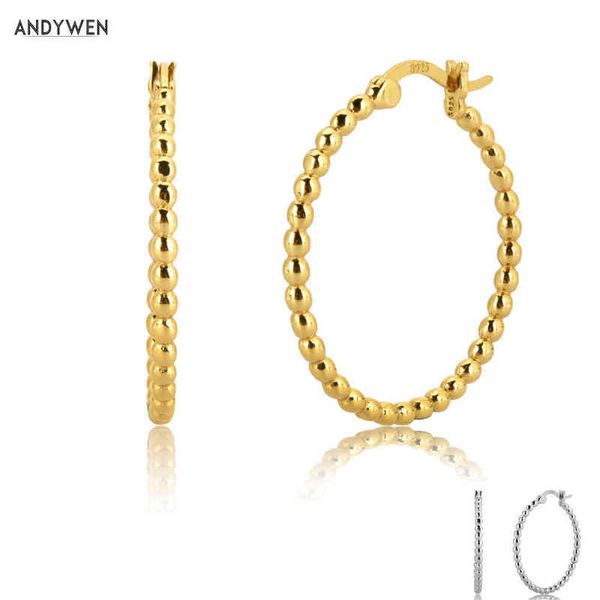 andywen 925 sterling silver 25mm beads hoops rock punk piercing loop circle earring fashion fine jewelry ohrringe pendiente 220108, Golden;silver
andywen 925 sterling silver 25mm beads hoops rock punk piercing loop circle earring fashion fine jewelry ohrringe pendiente 220108, Golden;silver