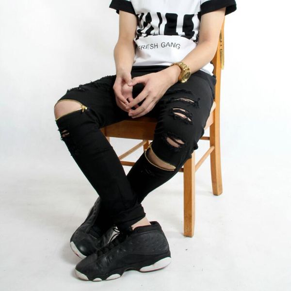 2021 hip hop street men's trousers with holes casual men zipper corridors torn man's pants destroyed pantalon homme 1jwj, White;black
2021 hip hop street men's trousers with holes casual men zipper corridors torn man's pants destroyed pantalon homme 1jwj, White;black