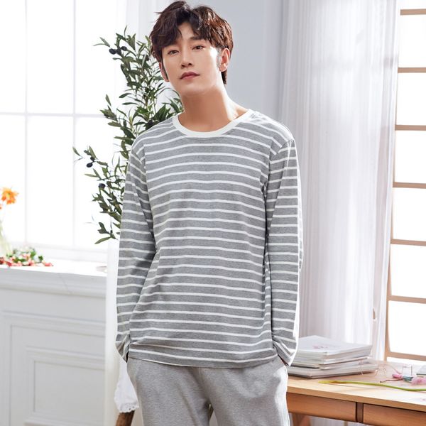 gray striped pajamas for men full cotton sleepwear suit 2 pcs pyjama homme casual tracksuit home clothing pijama hombre lj201113, Black;brown
gray striped pajamas for men full cotton sleepwear suit 2 pcs pyjama homme casual tracksuit home clothing pijama hombre lj201113, Black;brown