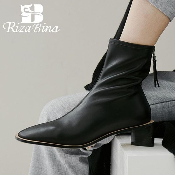 rizabina women new fashion shoes genuine leather ankle boots round toe thick heel zipper ladies footwear female size 34-40, Black
rizabina women new fashion shoes genuine leather ankle boots round toe thick heel zipper ladies footwear female size 34-40, Black