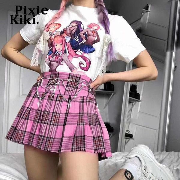 pixiekiki e gir gothic harajuku pink plaid pleated skirt y2k preppy style emo a-line high waist mini skirts p80-de21, Black
pixiekiki e gir gothic harajuku pink plaid pleated skirt y2k preppy style emo a-line high waist mini skirts p80-de21, Black