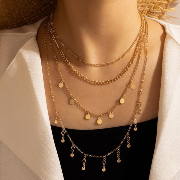 brling new 2020 fashion ins vintage chain pendant choker simple temperament disc tassel necklace for women girls gifts party, Golden;silver
brling new 2020 fashion ins vintage chain pendant choker simple temperament disc tassel necklace for women girls gifts party, Golden;silver