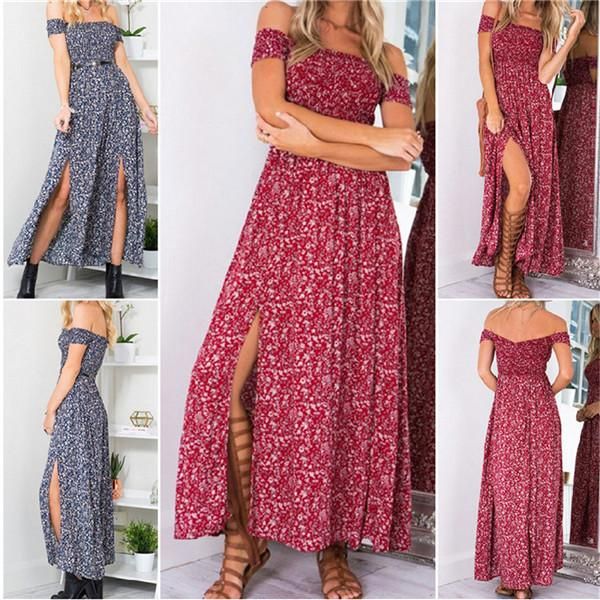 women's 2020 summer new arrival one-neck wrapped chest floral split dress, White;black
women's 2020 summer new arrival one-neck wrapped chest floral split dress, White;black