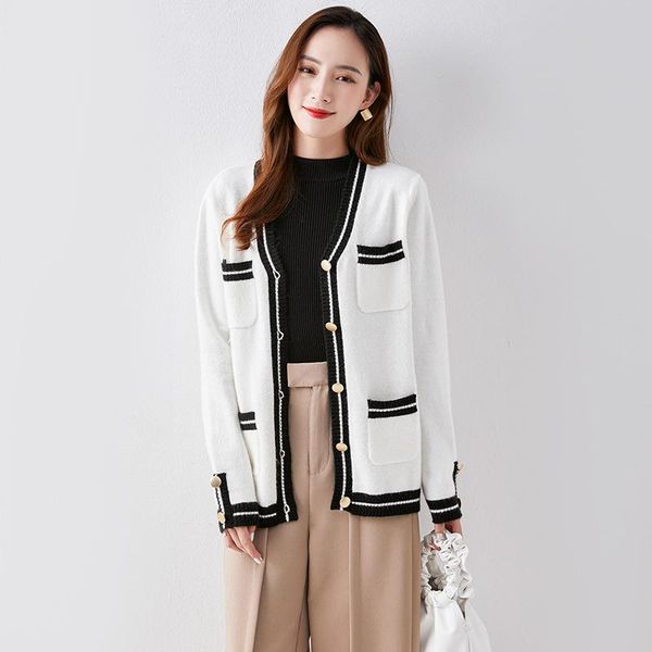 women's knits & tees 2021 autumn spring elegant women sweater long sleeve patchwork fashion female casual kintted cardigant button silm, White
women's knits & tees 2021 autumn spring elegant women sweater long sleeve patchwork fashion female casual kintted cardigant button silm, White