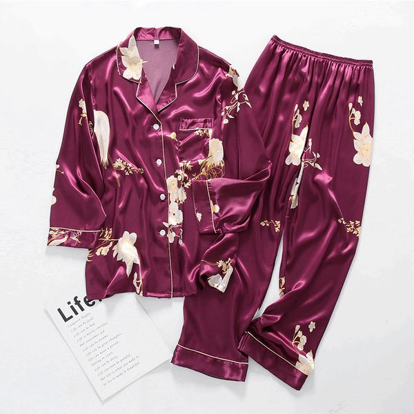 satin 2pcs pajamas suit print flower women sleepwear autumn new homewear sleep set casual home clothing intimate lingerie, Black;red
satin 2pcs pajamas suit print flower women sleepwear autumn new homewear sleep set casual home clothing intimate lingerie, Black;red