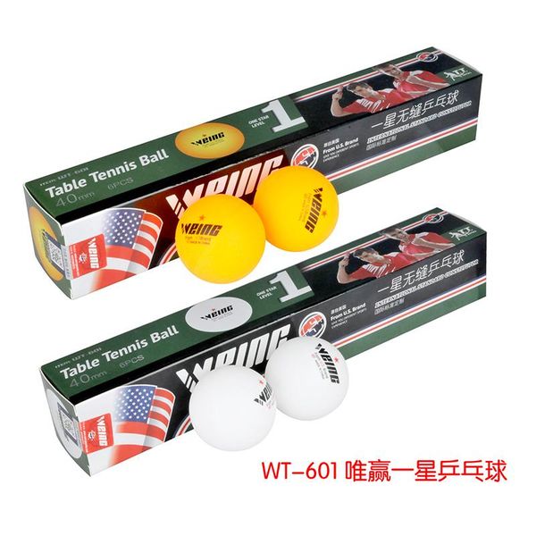 Weing Wt601 Box 6 40mm One Star Seamless Table Tennis Orange White Table Tennis Lasting Amateur Competition Fitness