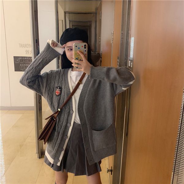 2021 Cute Preppy Style New Fashionable Autumn Sweet Kint Cardigans Cozy Y2k Blouses Gray Neck Cardigan Clothes RO4J, White;black
2021 Cute Preppy Style New Fashionable Autumn Sweet Kint Cardigans Cozy Y2k Blouses Gray Neck Cardigan Clothes RO4J, White;black