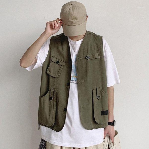 vintage multi-pocket men's vest coat solid cotton sleeveless jacket men fashion street wear hip hop casual waistcoat male1, Black;white
vintage multi-pocket men's vest coat solid cotton sleeveless jacket men fashion street wear hip hop casual waistcoat male1, Black;white