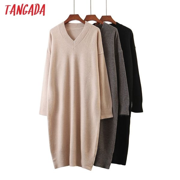 tangada autumn winter women solid oversized elegant sweater dress loose long sleeve v neck ladies warm midi dress qb235 201126, Black;gray
tangada autumn winter women solid oversized elegant sweater dress loose long sleeve v neck ladies warm midi dress qb235 201126, Black;gray