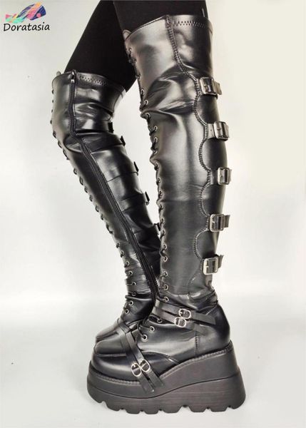 boots doratasia platform buckle lace up thick bottom luxury shoes women the big size 43 stylish over knee, Black
boots doratasia platform buckle lace up thick bottom luxury shoes women the big size 43 stylish over knee, Black