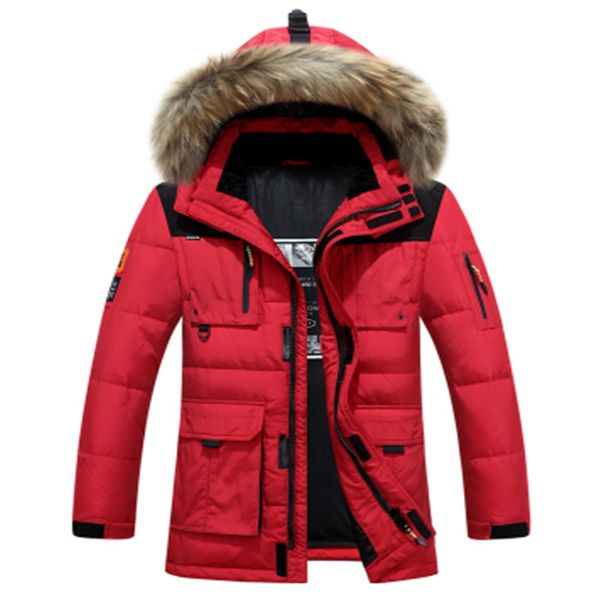 men jacket -40 degree cold resistant russia genuine fur collar thick warm white duck down men's winter coat, Black
men jacket -40 degree cold resistant russia genuine fur collar thick warm white duck down men's winter coat, Black