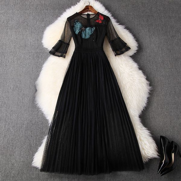 2020 spring summer black 1/2 sleeve round neck tulle butterfly embroidery pleated mid-calf dress & fashion casual dresses lm0914t10655, Black;gray
2020 spring summer black 1/2 sleeve round neck tulle butterfly embroidery pleated mid-calf dress & fashion casual dresses lm0914t10655, Black;gray