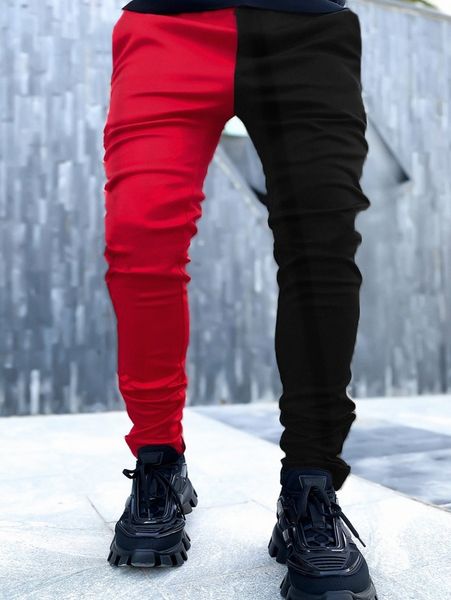 men two tone drawstring waist sweatpants q2rv#, Black