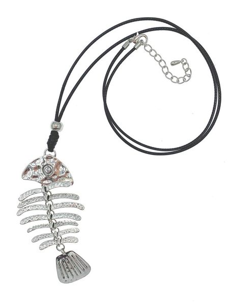 chains hammered fish bone silver plated pendant long necklace with black wax cords antique vintage style for women girls 30 inch
chains hammered fish bone silver plated pendant long necklace with black wax cords antique vintage style for women girls 30 inch