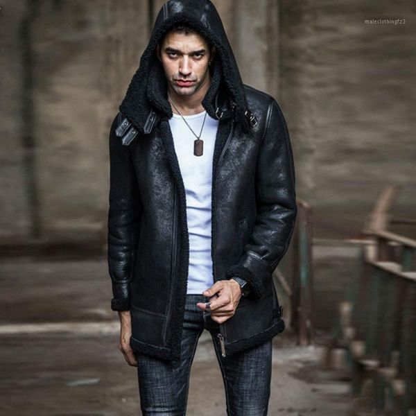 men's leather & faux removable hat fur in one mens hooded genuine hunting jacket men natural sheepskin shearling double collar coat1, Black
men's leather & faux removable hat fur in one mens hooded genuine hunting jacket men natural sheepskin shearling double collar coat1, Black