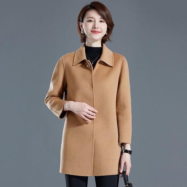 and winter 2021 new woolen coat women's middle and long mother's double face cashmere coat middle age women's fashion, Black
and winter 2021 new woolen coat women's middle and long mother's double face cashmere coat middle age women's fashion, Black
