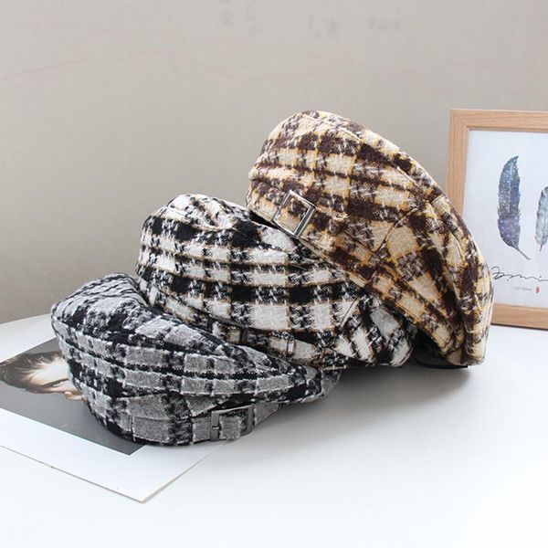 berets autumn winter woolen plaid beret women korean version of japanese british vintage painter hat octagonal 2021 fashion, Blue;gray
berets autumn winter woolen plaid beret women korean version of japanese british vintage painter hat octagonal 2021 fashion, Blue;gray
