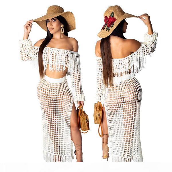 tassels two piece casual dresses knit sets women long sleeve 2 piece crop and skirt set summer crochet dress beach wear, Black;gray
tassels two piece casual dresses knit sets women long sleeve 2 piece crop and skirt set summer crochet dress beach wear, Black;gray