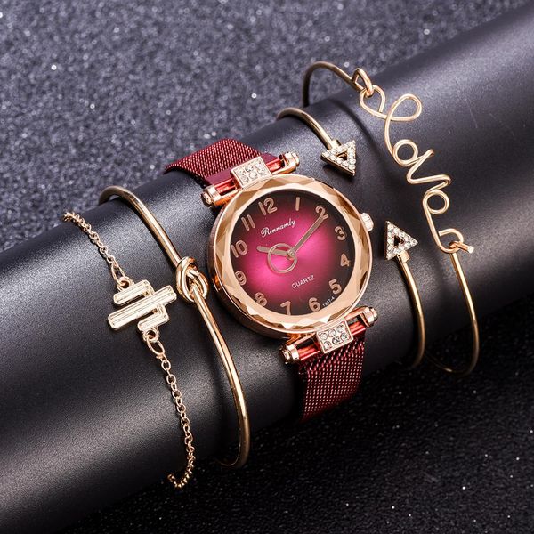 luxury 5pcs watch set with bracelet bangle dazzling jewelry quartz clock magnetic gradient crystal dial ladies wristwatch women clock fashio, Slivery;brown
luxury 5pcs watch set with bracelet bangle dazzling jewelry quartz clock magnetic gradient crystal dial ladies wristwatch women clock fashio, Slivery;brown