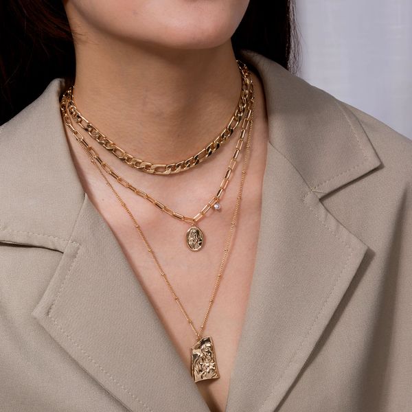 fashion multi layer lock portrait pendants necklaces for women gold metal key heart necklace new design jewelry gift, Silver
fashion multi layer lock portrait pendants necklaces for women gold metal key heart necklace new design jewelry gift, Silver