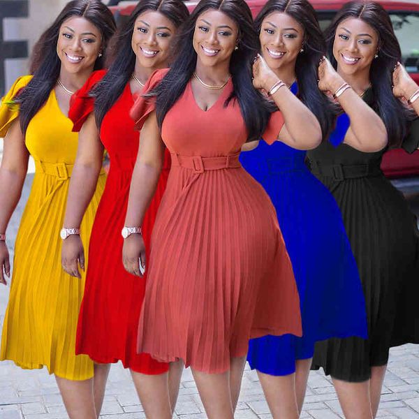 Casual Dresses Women Pleated High Waist Short Sleeves A Line Modest African Office Ladies Work Wear Date Elegant Classy Robes Vestidos G46E, Black;gray
Casual Dresses Women Pleated High Waist Short Sleeves A Line Modest African Office Ladies Work Wear Date Elegant Classy Robes Vestidos G46E, Black;gray