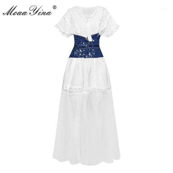 moaayina fashion designer set summer women short sleeve v-neck lace +lace-up cowboy patchwork mesh skirt two-piece suit1, Gray
moaayina fashion designer set summer women short sleeve v-neck lace +lace-up cowboy patchwork mesh skirt two-piece suit1, Gray