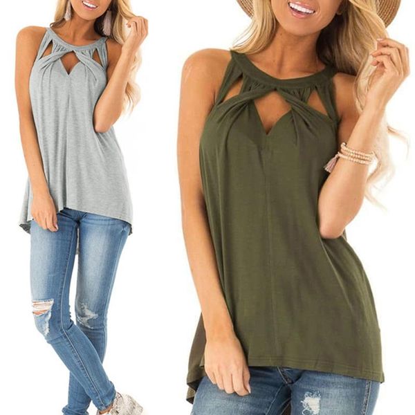 women's blouse halter cross twisted sleeveless shirt roupas summer hollow blouse blusas femininas, White
women's blouse halter cross twisted sleeveless shirt roupas summer hollow blouse blusas femininas, White