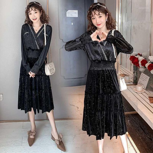coigarsam french style women long dress new high waist v-neck dresses black 66781, Black;gray
coigarsam french style women long dress new high waist v-neck dresses black 66781, Black;gray