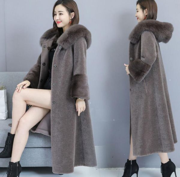 european and american sheep shearing coat women 2020 new winter imitation fox fur hooded mink fur coat mid-length, Black
european and american sheep shearing coat women 2020 new winter imitation fox fur hooded mink fur coat mid-length, Black