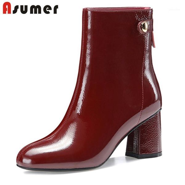 boots asumer 2021 arrival patent leather ankle for women round toe zipper high heels dress shoes ladies autumn winter boots1, Black
boots asumer 2021 arrival patent leather ankle for women round toe zipper high heels dress shoes ladies autumn winter boots1, Black