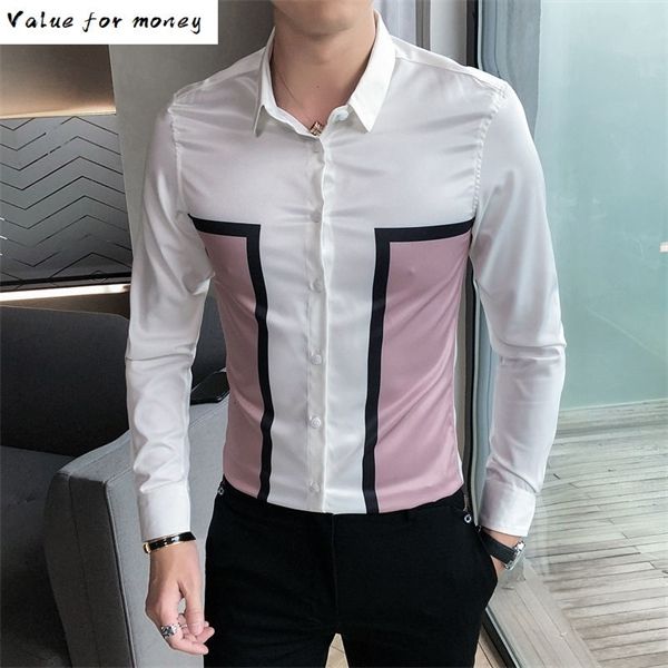 designer white black casual chemise homme british 2020 contrast shirt men's long sleeve formal shirts for men c1210
designer white black casual chemise homme british 2020 contrast shirt men's long sleeve formal shirts for men c1210