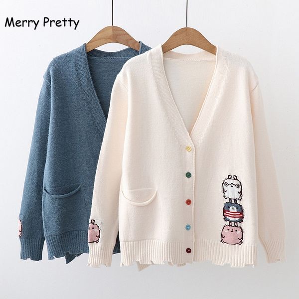 merry pretty fall winter preppy style cartoon embroidery cardigans women jacquard knitting single-breasted girl sweaters outwear y200910, White;black
merry pretty fall winter preppy style cartoon embroidery cardigans women jacquard knitting single-breasted girl sweaters outwear y200910, White;black