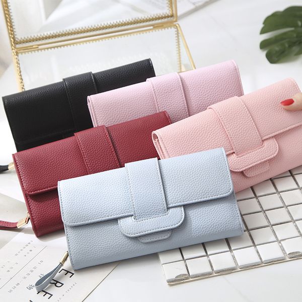 2019 new women's wallet korean litchi pattern three fold zipper mobile phone bag fashion large capacity multi card bag, Red;black 
2019 new women's wallet korean litchi pattern three fold zipper mobile phone bag fashion large capacity multi card bag, Red;black