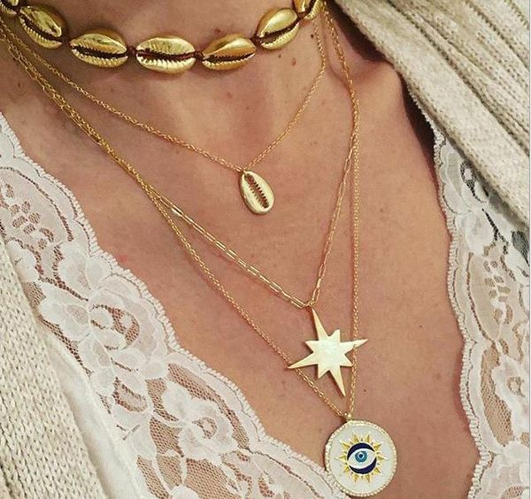 pendant necklaces blaike fashion bohemia shell choker necklace charm gold filled devil's eye star multi-layer pendants chain for women, Silver
pendant necklaces blaike fashion bohemia shell choker necklace charm gold filled devil's eye star multi-layer pendants chain for women, Silver