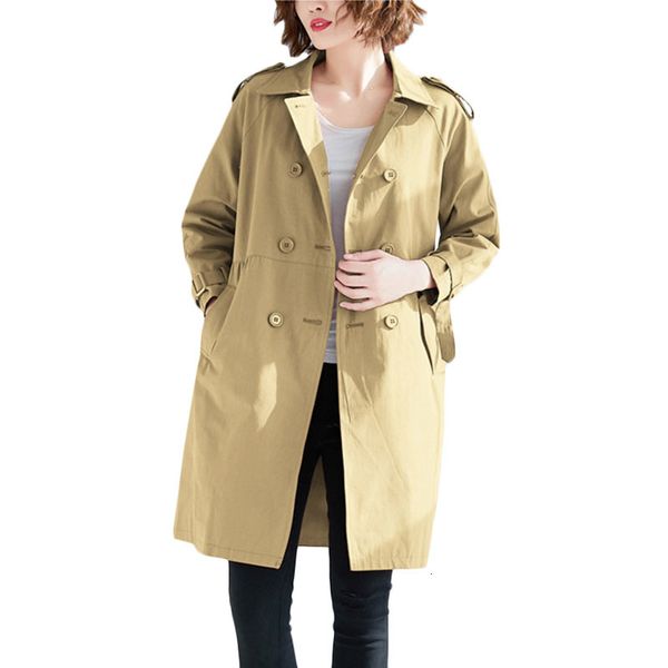 women korean windbreaker coat spring autumn new loose long plus size trench coats women's fashion casual outerwear khaki f055, Tan;black 
women korean windbreaker coat spring autumn new loose long plus size trench coats women's fashion casual outerwear khaki f055, Tan;black