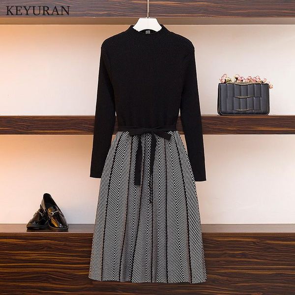 casual dresses 2021 fashion knitted sweater dress autumn winter women slim long sleeve striped patchwork black midi party l4233, Black;gray
casual dresses 2021 fashion knitted sweater dress autumn winter women slim long sleeve striped patchwork black midi party l4233, Black;gray