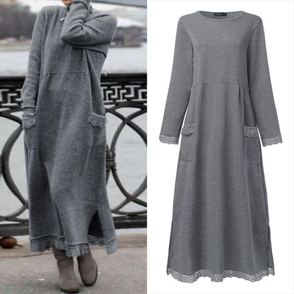 fashion womens autumn sundress zanzea 2021 lace patchwork sweatshirts dress female hoodies plus size maxi vestidos pullover 5xl, Black;gray
fashion womens autumn sundress zanzea 2021 lace patchwork sweatshirts dress female hoodies plus size maxi vestidos pullover 5xl, Black;gray