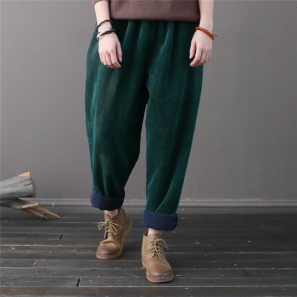 corduroy vintage pants solid color elastic waist trouser 2020 winter new thick warm pockets fleece women harem pants, Black;white
corduroy vintage pants solid color elastic waist trouser 2020 winter new thick warm pockets fleece women harem pants, Black;white