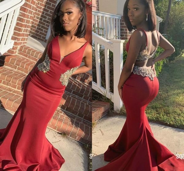 backless mermaid evening dresses with beaded appique v neckline vestidos de novia long sweep bride prom dresses p70, Black
backless mermaid evening dresses with beaded appique v neckline vestidos de novia long sweep bride prom dresses p70, Black