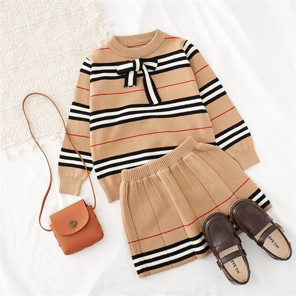 2020 autumn new arrival girls knitted 2 pieces suit skirt kids clothing girls clothing q1215